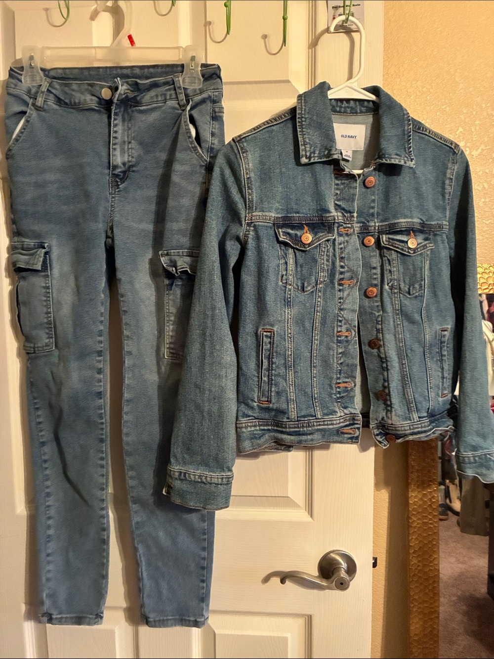 Old Navy Light Blue Denim Jacket with Cargo Jeans